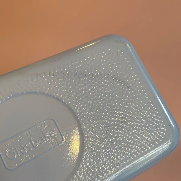 VINTAGE GLASBAKE MILK GLASS LOAF DISH. PALE BLUE. J-265. 9 1/2" X 5 3/4” - Picture 5 of 7